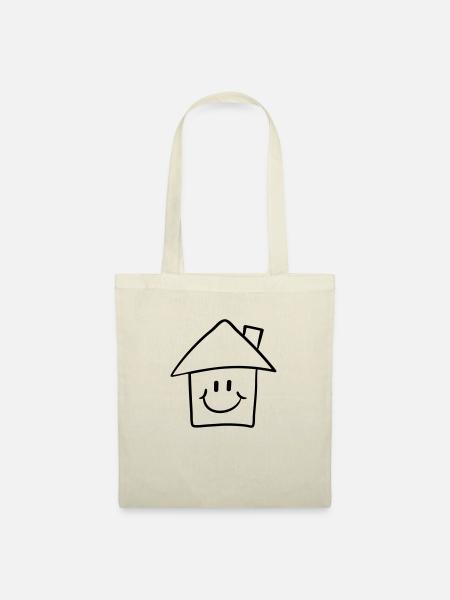 Lustiges Comic Smiley Haus - Stoffbeutel - Natur