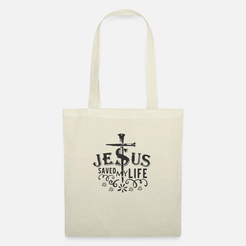 Jesus hat mir das Leben gerettet - Stoffbeutel - Natur