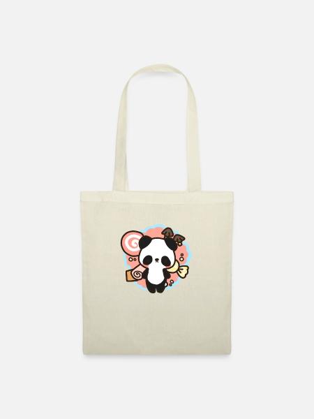 kawaii panda - lots of candy & sweets - Stoffbeutel - Natur