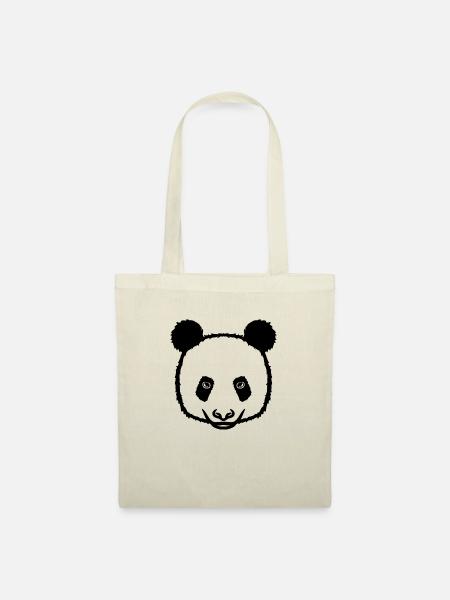 Panda schwarz - Stoffbeutel - Natur
