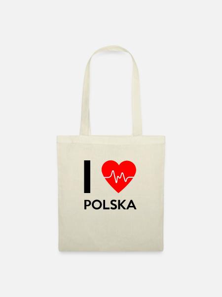 I Love Polska - Ich liebe Polska - Stoffbeutel - Natur
