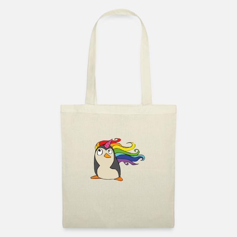 Punguin Einhorn Regenbogen - Stoffbeutel - Natur
