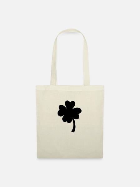 Vierblättriges Kleeblatt - Glück - Saint Patrick - Stoffbeutel - Natur