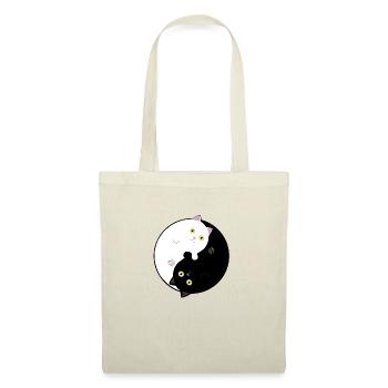 Schwarz-weiße Yin Yang Katzen - Stoffbeutel - Natur - Vorne