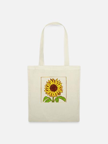 Sonnenblumen Motiv mit Rahmen - Stoffbeutel - Natur