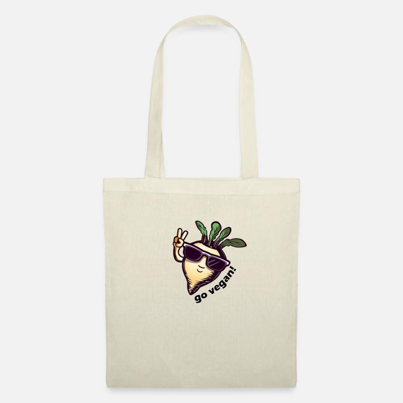 Mignon navet végétalien. Paix! - Sac en tissu - nature