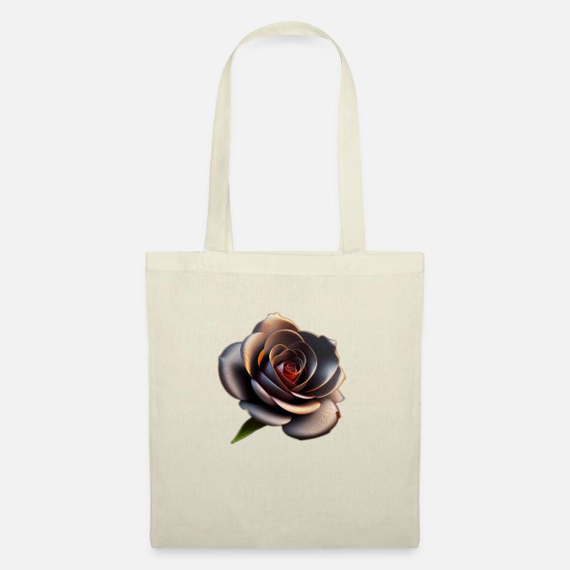 Schwarze Rose - Stoffbeutel - Natur