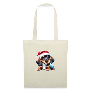 Teckel Noël X-Mas Chien Teckel Chiot - Sac en tissu - nature - Devant