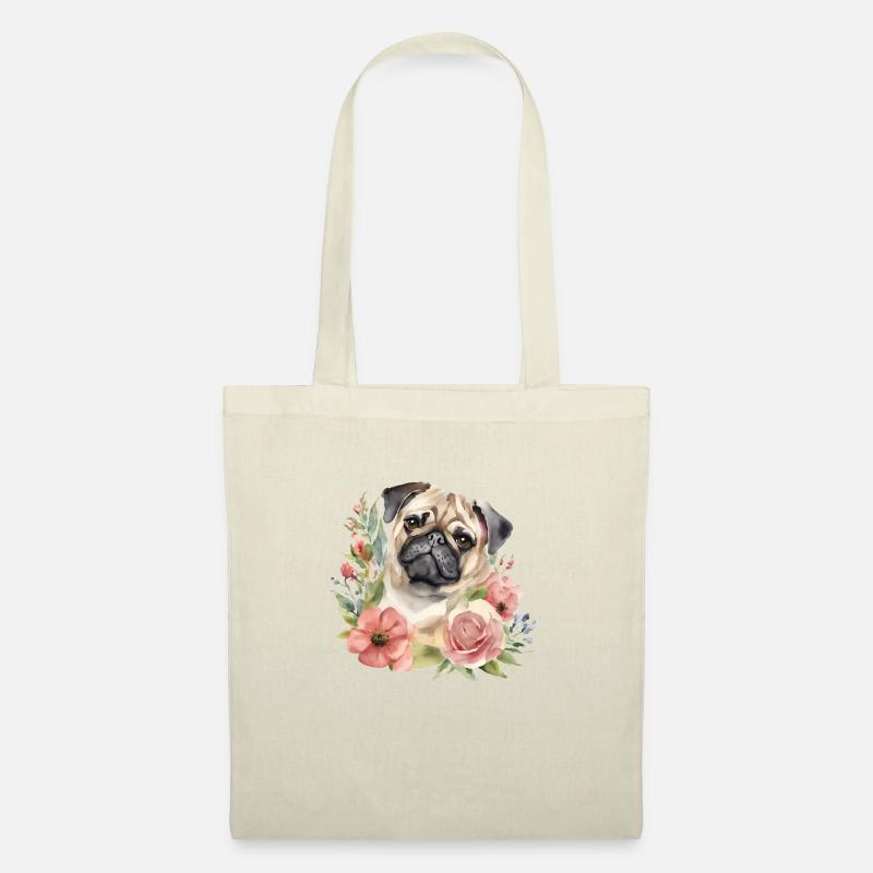 Flower pug - Stoffbeutel - Natur