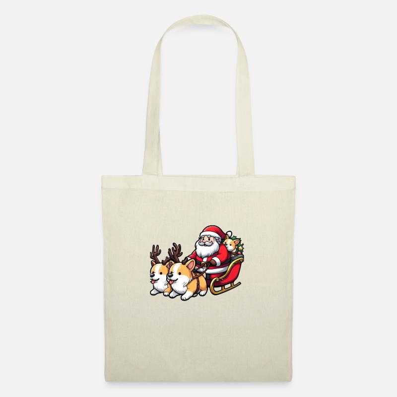 Der Weihnachtsmann und seine Corgis - Stoffbeutel - Natur