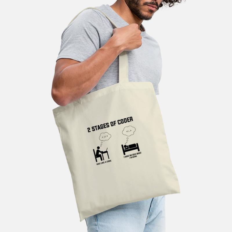 2 étapes du codeur - Idée cadeau Codage de code d’humour Sac en tissu