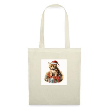 Chaton de Noël 3 - Sac en tissu - nature - Devant