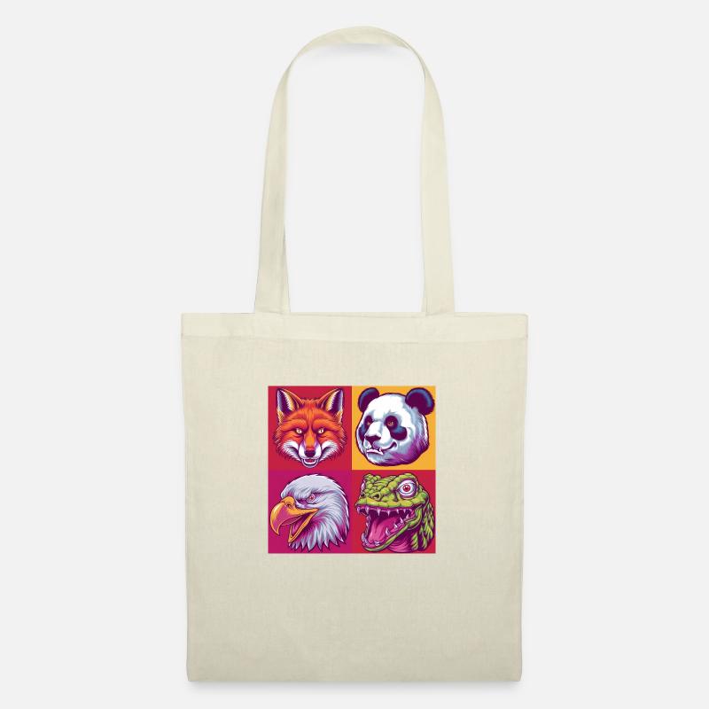Pop-art Tiere Fuchs Panda eagle snake Halloween - Stoffbeutel - Natur