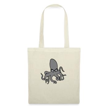 Oktopus Kraken Tintenfisch Kopffüßer böser Blick - Stoffbeutel - Natur - Vorne