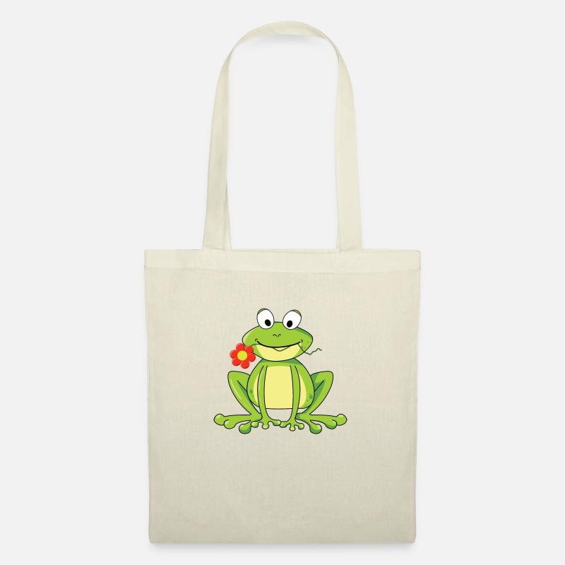 Frosch mit Blume - Stoffbeutel - Natur