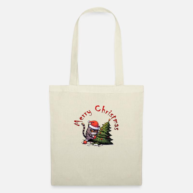 angry christmas cat - Stoffbeutel - Natur