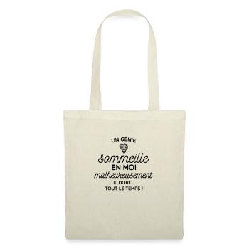 Une génia dort en moi - drole - sommeille - Sac en tissu - nature - Devant