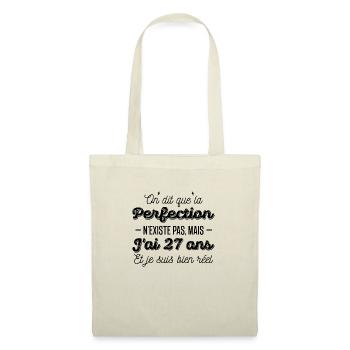 27 ans de perfection / cadeau anniversaire 27 ans - Sac en tissu - nature - Devant