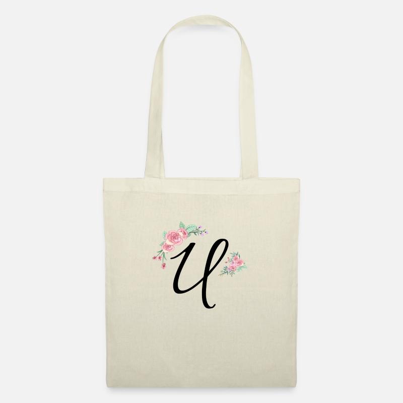 Buchstabe u Blumen - Stoffbeutel - Natur