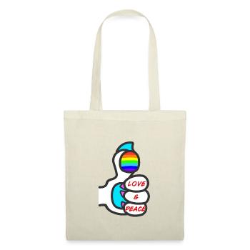 Love & Peace, mit Pfote und Regenbogen - Tote Bag - nature - Front