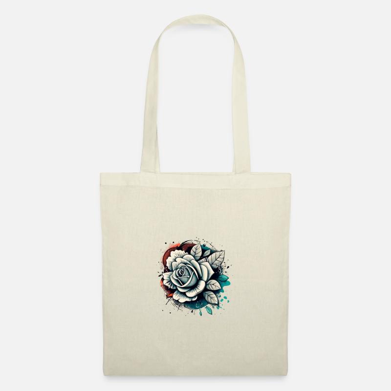 weiße Rose Vector Design - Stoffbeutel - Natur
