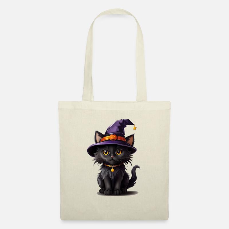 Helloween Kürbis Katze - Stoffbeutel - Natur