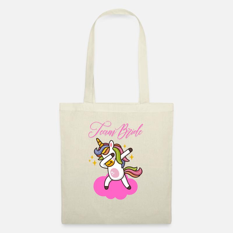 Junggesellinnenabschied Einhorn Team Bride rosa - Stoffbeutel - Natur