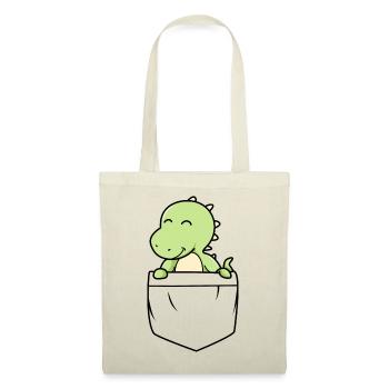 Bébé dinosaure Mignon en poche. Cadeau Mignon - Sac en tissu - nature - Devant
