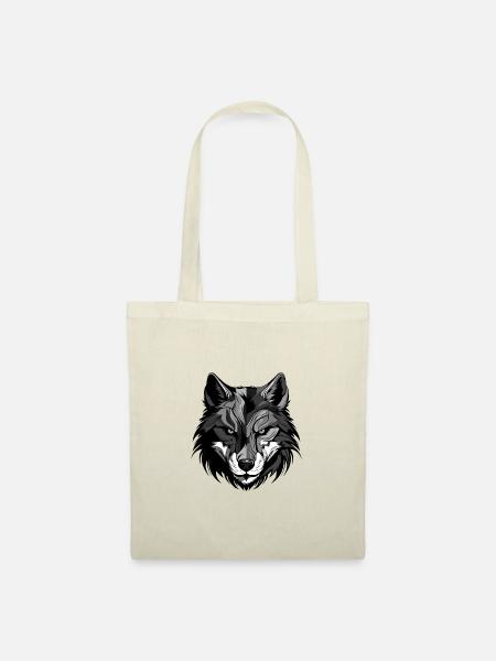 Wolf Kopf - Stoffbeutel - Natur