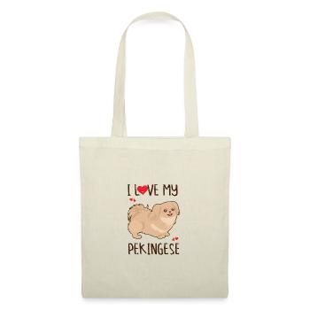J’aime mon pékinois - amoureux pékinois - Sac en tissu - nature - Devant