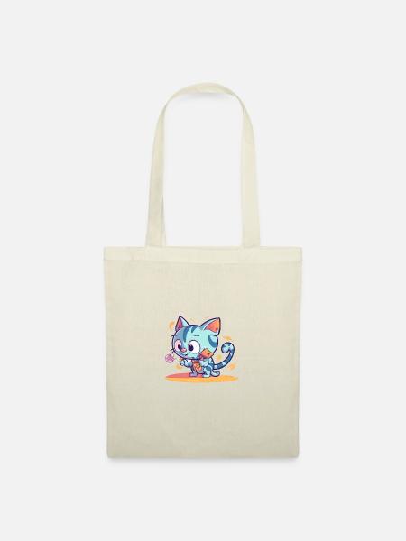 baby cat sneaking away with a stolen item - Stoffbeutel - Natur