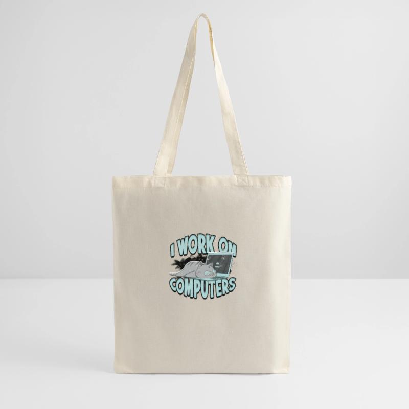 I WORK ON COMPUTERS - Cat and Computers - Tech Tote Bag