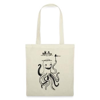 Lustiger Tintenfisch - Funny Oktopus - Stoffbeutel - Natur - Vorne
