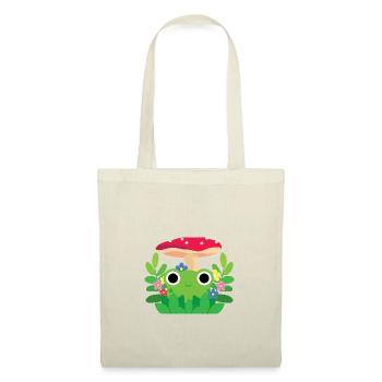 Niedlicher Cottagecore-Frosch mit Blumen und Pilz - Stoffbeutel - Natur - Vorne