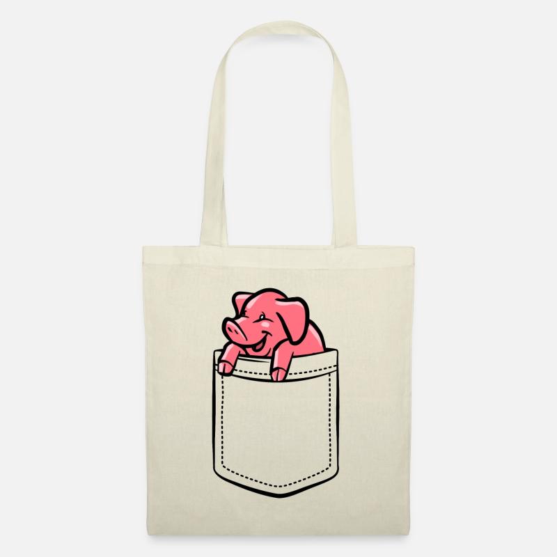 Mein Ferkel in der Tasche - Brusttasche - Stoffbeutel - Natur