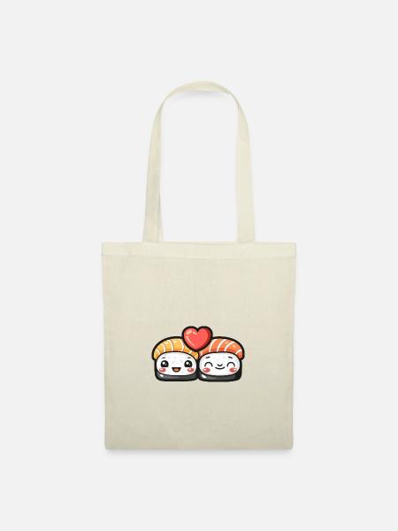 Sushi Paar Liebe Herz Comic - Stoffbeutel - Natur