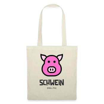 Schwein - Funny Owl Design - Stoffbeutel - Natur - Vorne
