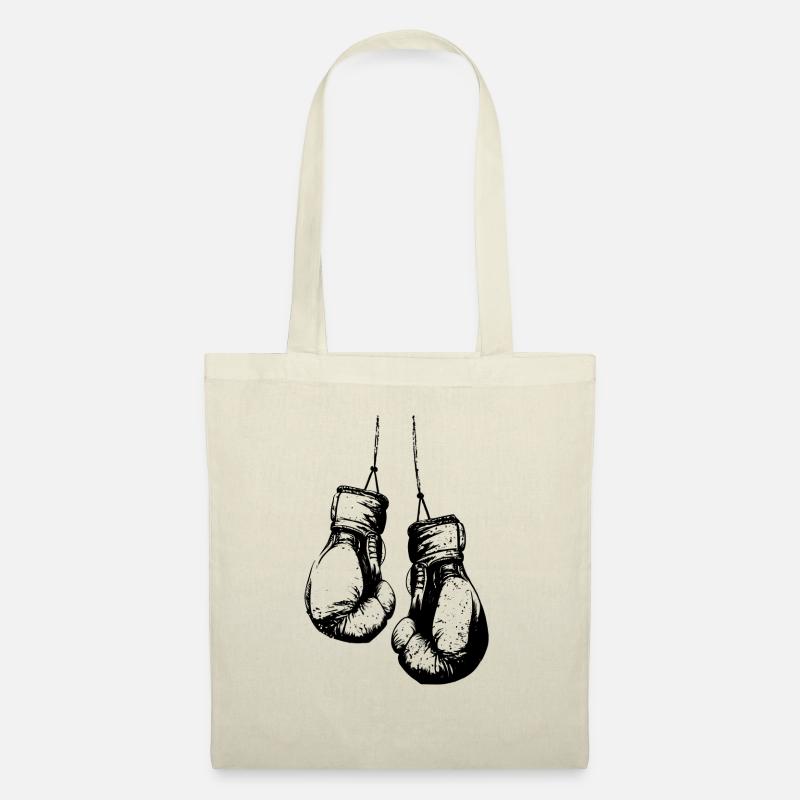 Hängende Boxhandschuhe schwarz - Stoffbeutel - Natur