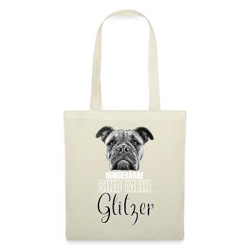HUNDEHAARE sind mein GLITZER - Hund Hunde - Stoffbeutel - Natur - Vorne