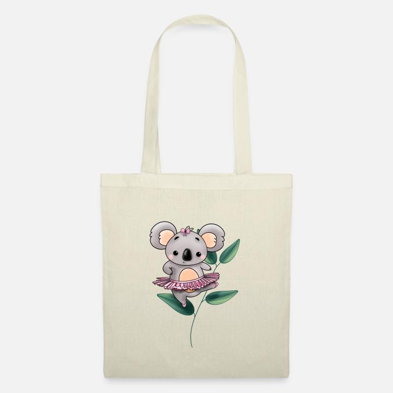 Koala Ballerina auf Eukalyptus Blättern - Stoffbeutel - Natur