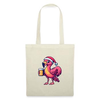 Flamingo Bier Xmas Weihnachten - Stoffbeutel - Natur - Vorne