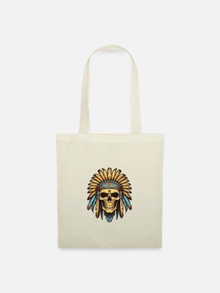 Apache Indianer Häuptling Totenkopf - Stoffbeutel - Natur