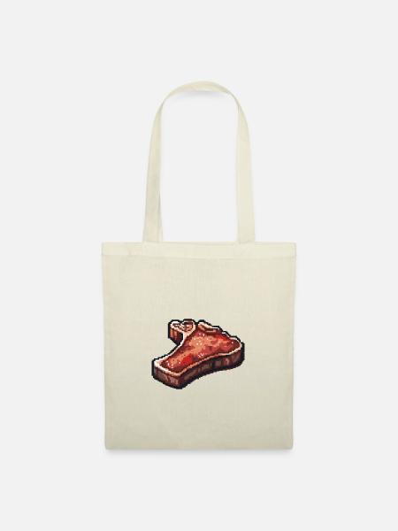 Steak Filet Pixel Symbol - Stoffbeutel - Natur
