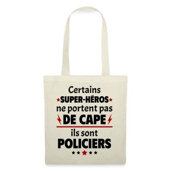 Certains super-héros sont policiers, cadeau noël - Sac en tissu - nature - Devant