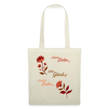 🌸 Blumen Vintage Elegant – Spruch Liebe, Licht - Stoffbeutel - Natur - Vorne