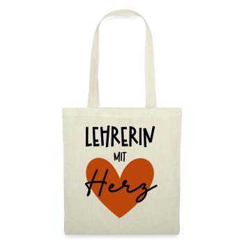 Lehrerin mit Herz - Stoffbeutel - Natur - Vorne