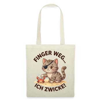 Katze Krabbe Finger weg Spruch - Stoffbeutel - Natur - Vorne