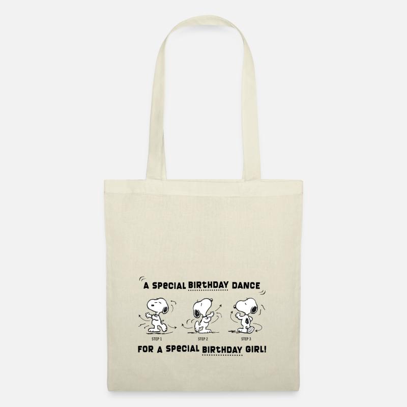 Peanuts Design Snoopy Geburtstagstanz Mädchen - Stoffbeutel - Natur