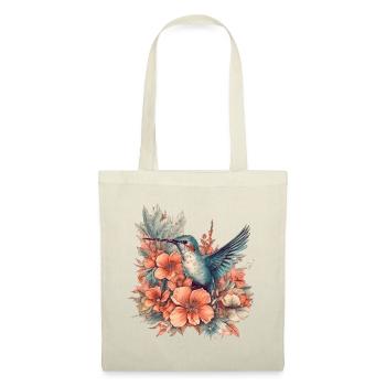 Colibri aux fleurs tropicales - Sac en tissu - nature - Devant