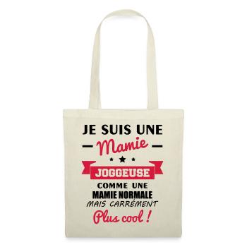 Mamie joggeuse, jogging,running,course à pied - Sac en tissu - nature - Devant